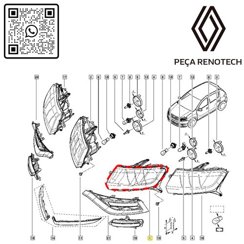 RN 08704R-L 260609744R LENTE DO FAROL ESQ. LOG II SAN II 14-19-D